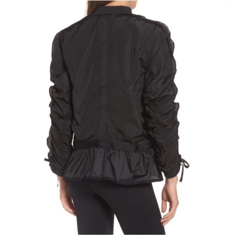 Puma Xtreme Frill Bomber Jacket Black Ruched Tie Sleeves Zip Off Frill Hem XL - Picture 4 of 15